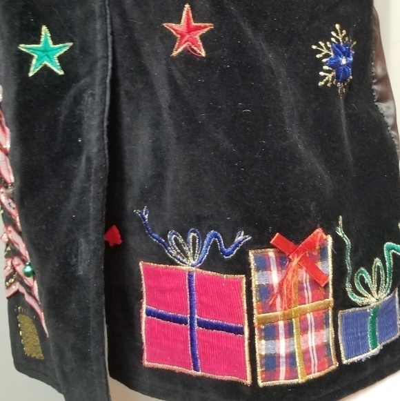 Dress barn size 8 Christmas vest tree packages  stars festive - Picture 5 of 8